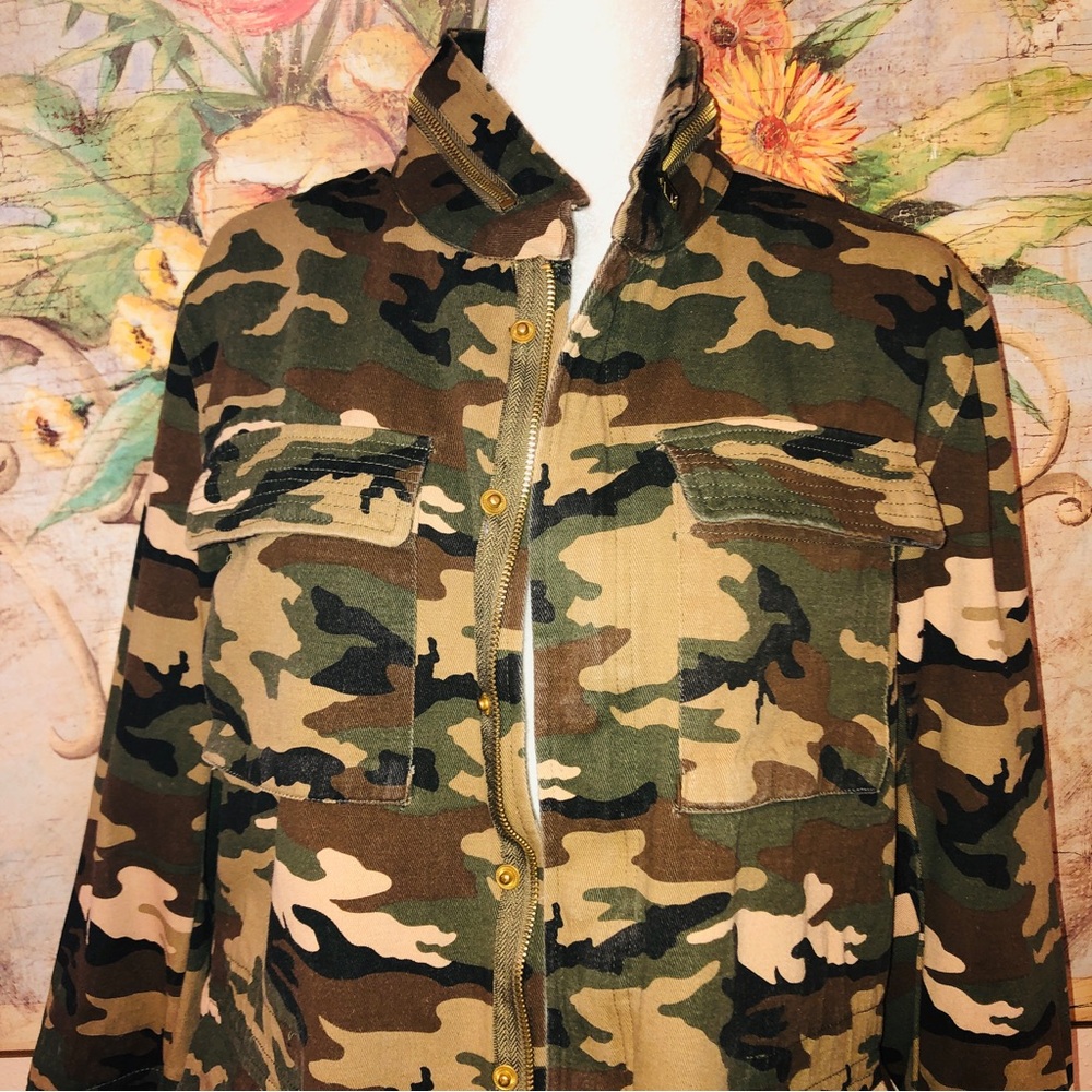 Sz M Asmax Haoduoyi Brown & Green Boho Camo Jacket - Picture 3 of 16